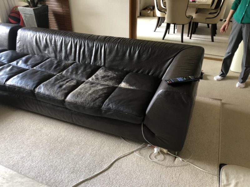 21-173 レザーソファー 染め直し