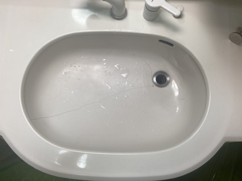 22-32 洗面ボウル　割れ補修