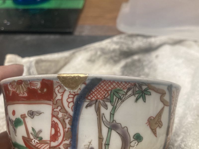 22-51 陶器 お茶碗 欠け 復元補修