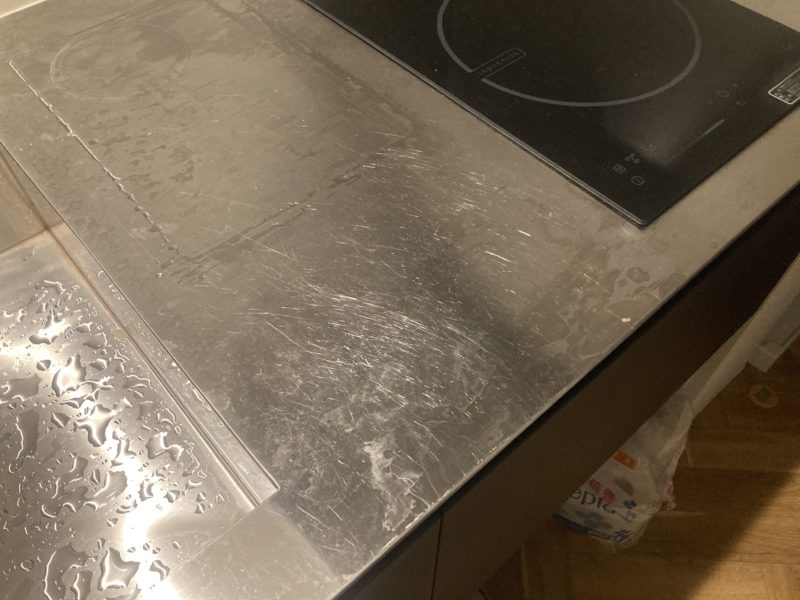 24-15 キッチン ステンレス天板 キズ補修