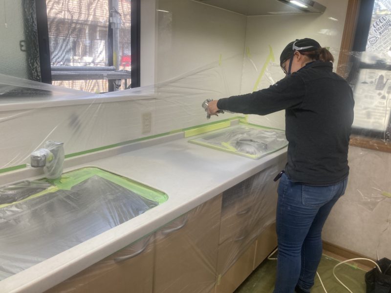 24-74 キッチン天板 割れ補修