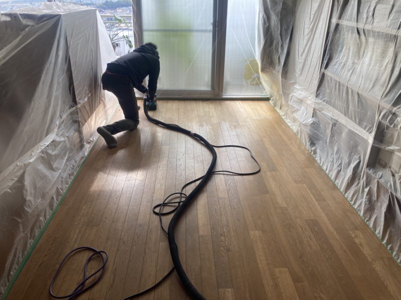 24-153 無垢フロアー 再生塗装　