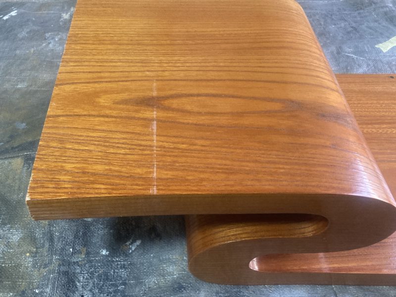 25-58 ケヤキ花台 キズ補修